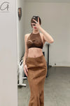 OUDE WAAG Washing Denim Fish Tail Skirt OW-23SS-SK04 reddish brown